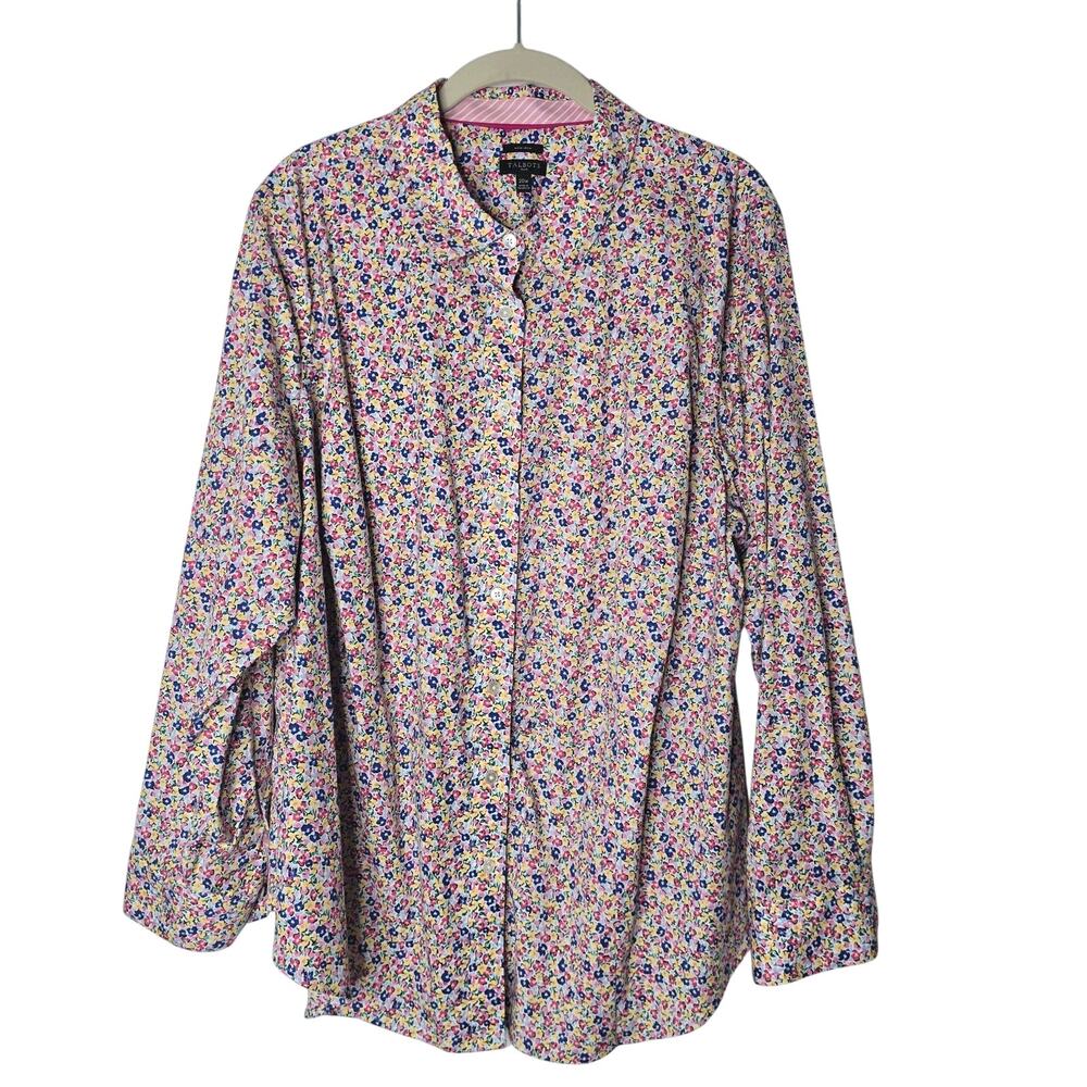 NWOT Talbots Plus No Iron Perfect Shirt LS Button Down Tossed Floral Size 20W